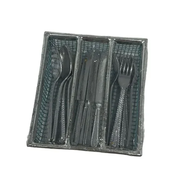 VTG German Toy Doll Silverware Flatware Cutlery Mini Set Wire Rack New - Picture 1 of 3